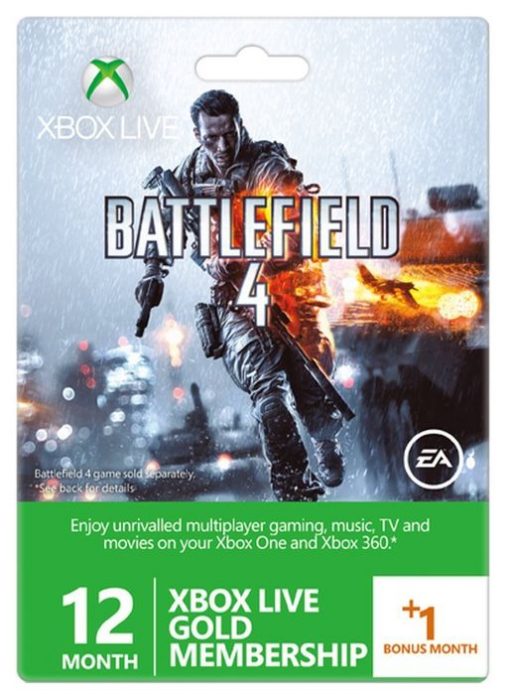 12 + 1 ай Xbox Live Gold мүшелігін сатып алыңыз - Battlefield 4 дизайны (Xbox One/360) (Xbox Live)